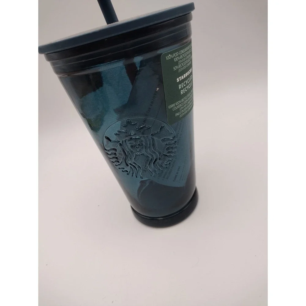 Starbucks 2022 Summer Recycled‎ Glass Blue Tumbler - 16oz Rare Collectible (new)